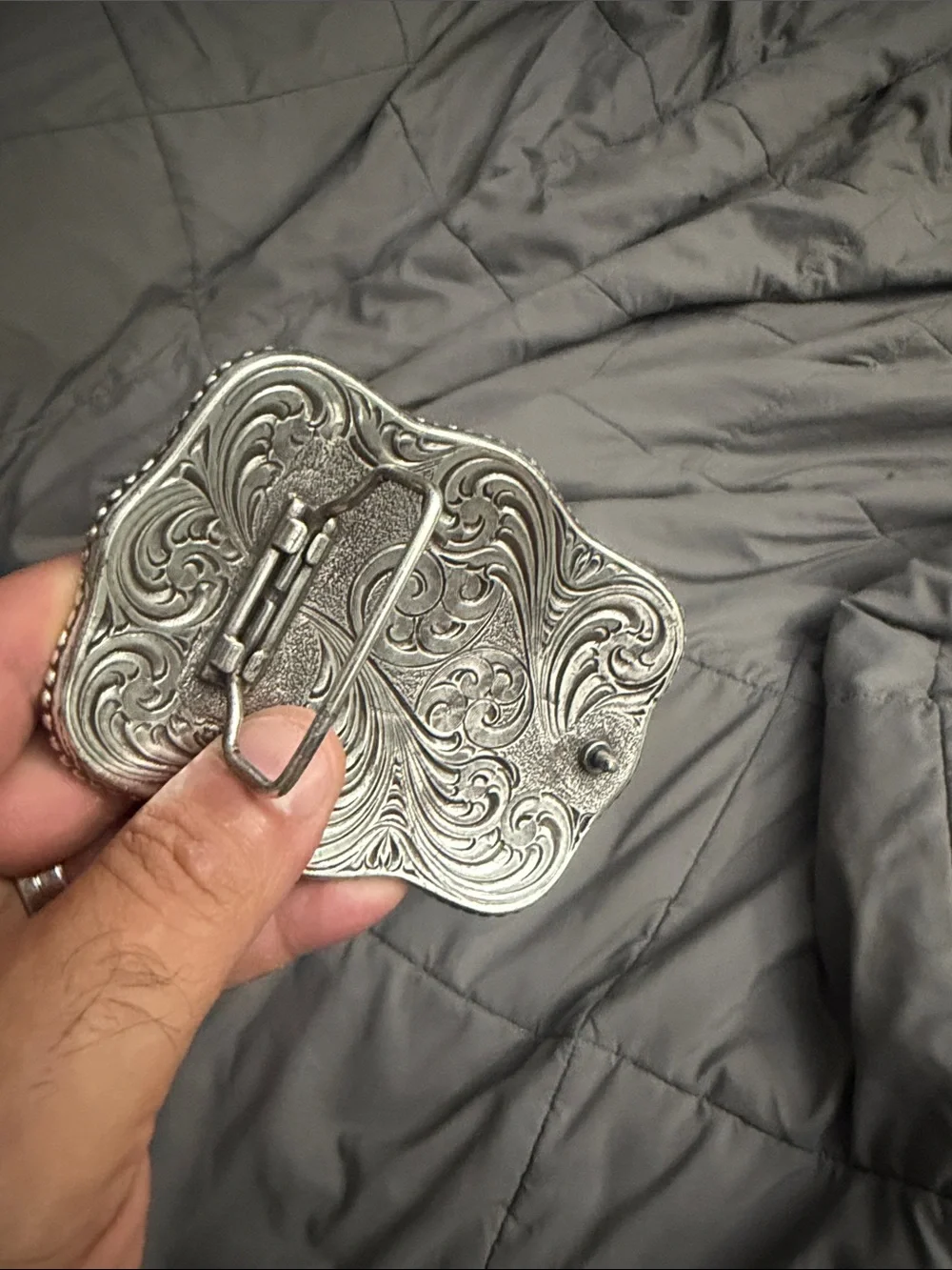 Two-Tone Western Horse & Cross Decorative Belt Buckle - Gold and Silver